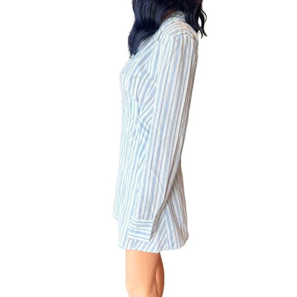 NEW English Factory Blue White Striped Collar Shirt Mini Dress Size Small - Picture 7 of 9